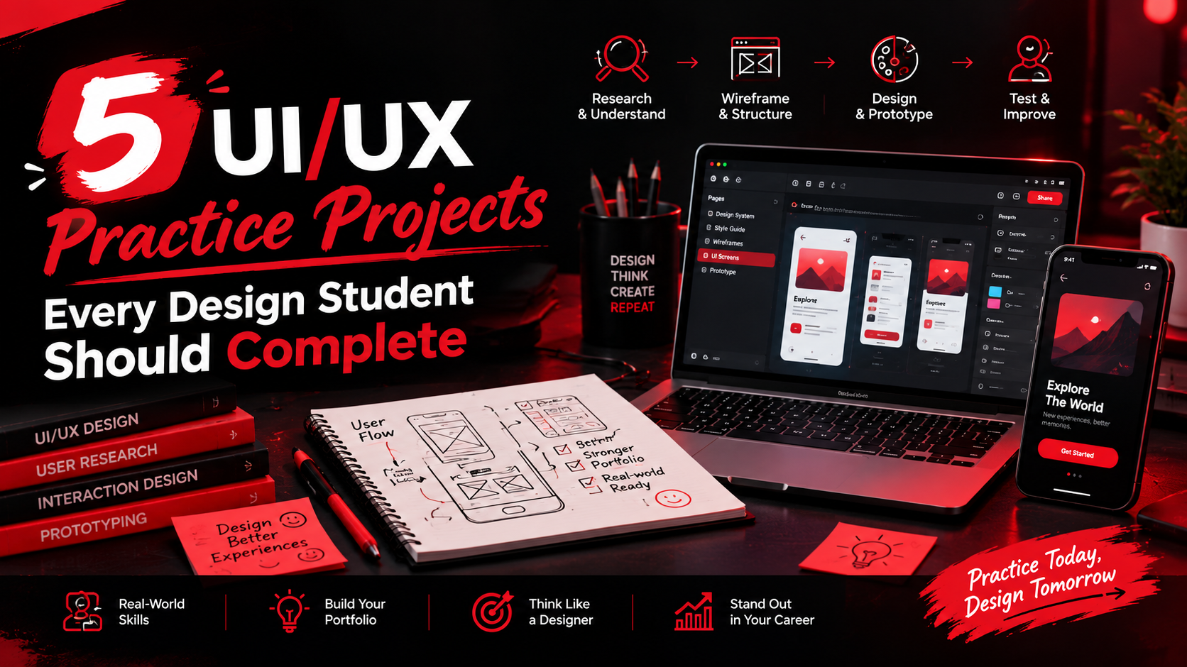 5 UI/UX Practice Projects Every Design Student Should Complete